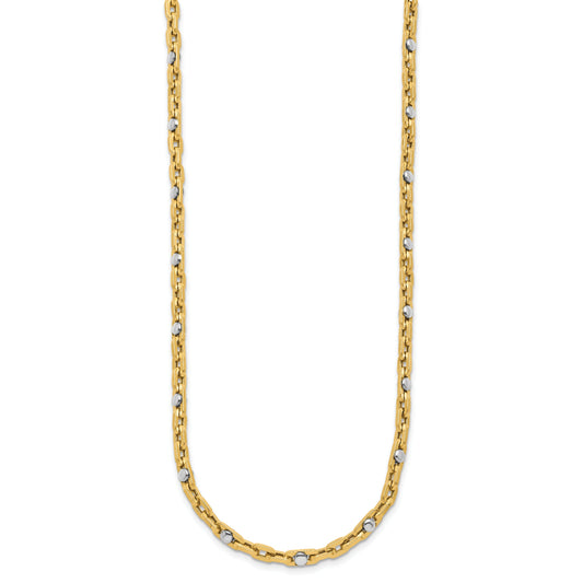 14K Two Tone Polished Link Necklace