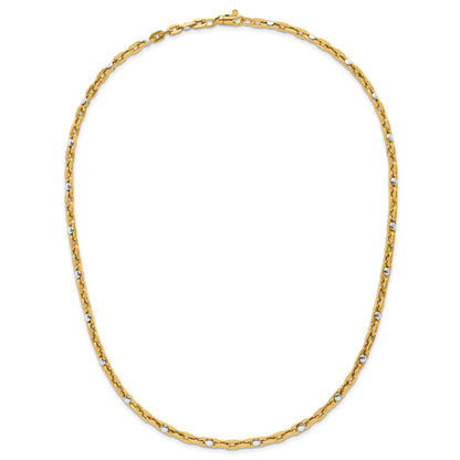 14K Two Tone Polished Link Necklace