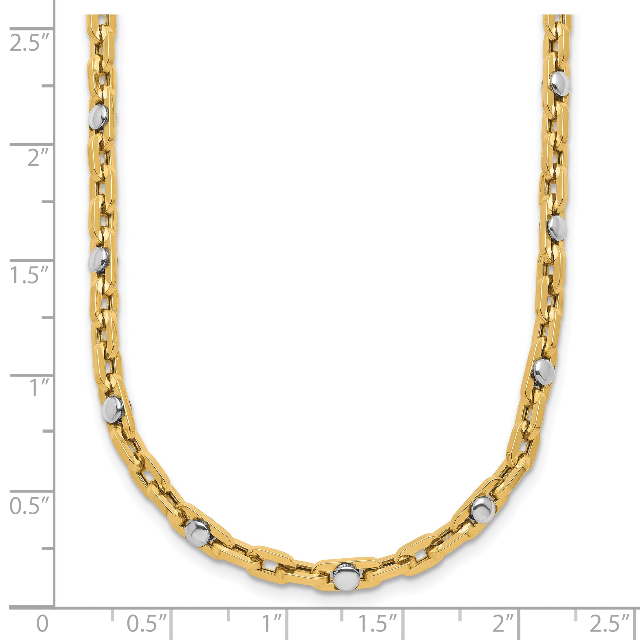 14K Two Tone Polished Link Necklace