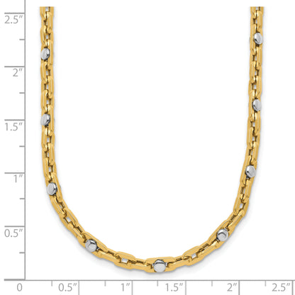 14K Two Tone Polished Link Necklace