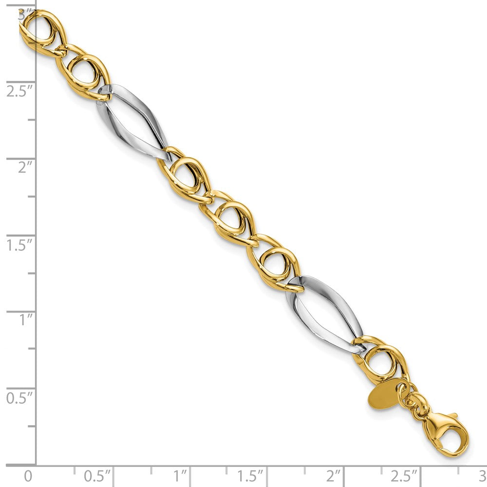 14K Yellow & Rhodium Fancy Link Bracelet