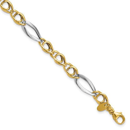 14K Yellow & Rhodium Fancy Link Bracelet
