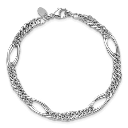 14K White Gold Polished Fancy Link Bracelet