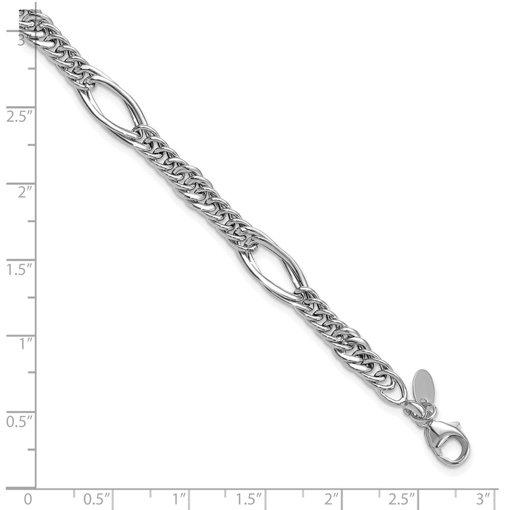 14K White Gold Polished Fancy Link Bracelet