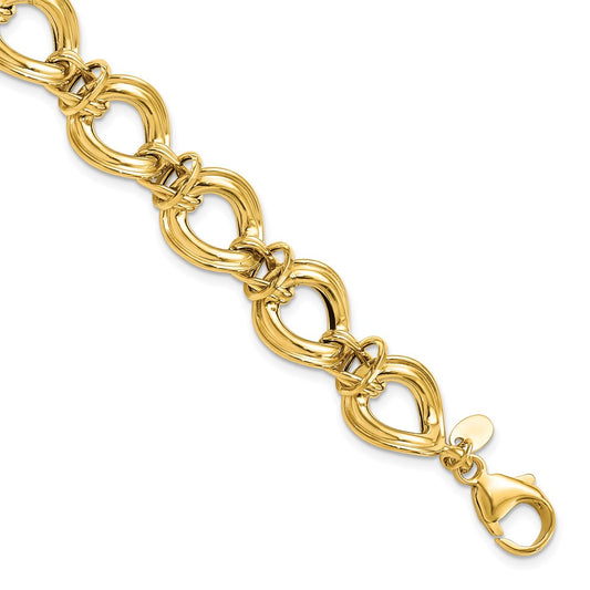 14K Yellow Gold Polished Fancy Link Bracelet