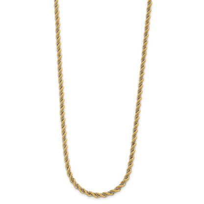 14K Two Tone Polished Textured Rope Necklace