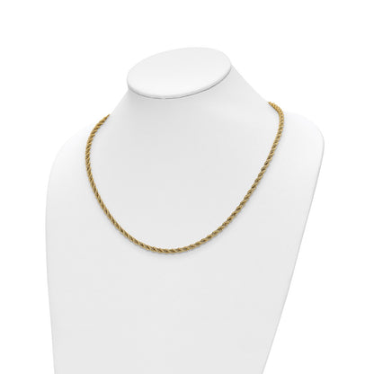 14K Two Tone Polished Textured Rope Necklace