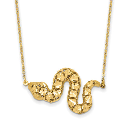 14K Yellow Gold D/C Snake Necklace