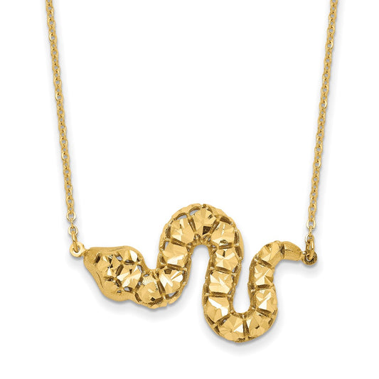 14K Yellow Gold D/C Snake Necklace