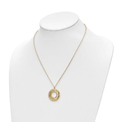 14K Yellow Gold Polished And Brushed Necklace
