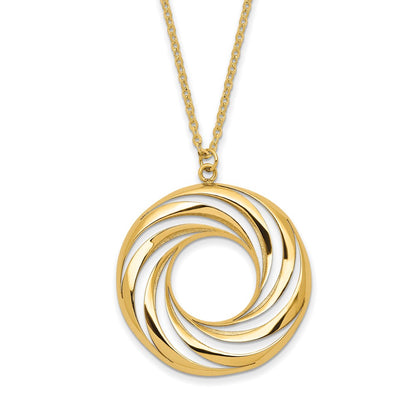 14K Yellow Gold Polished And Brushed Necklace