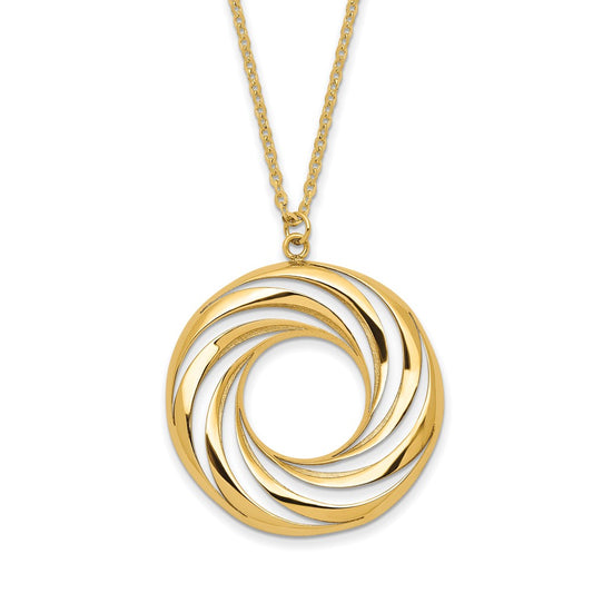 14K Yellow Gold Polished And Brushed Necklace