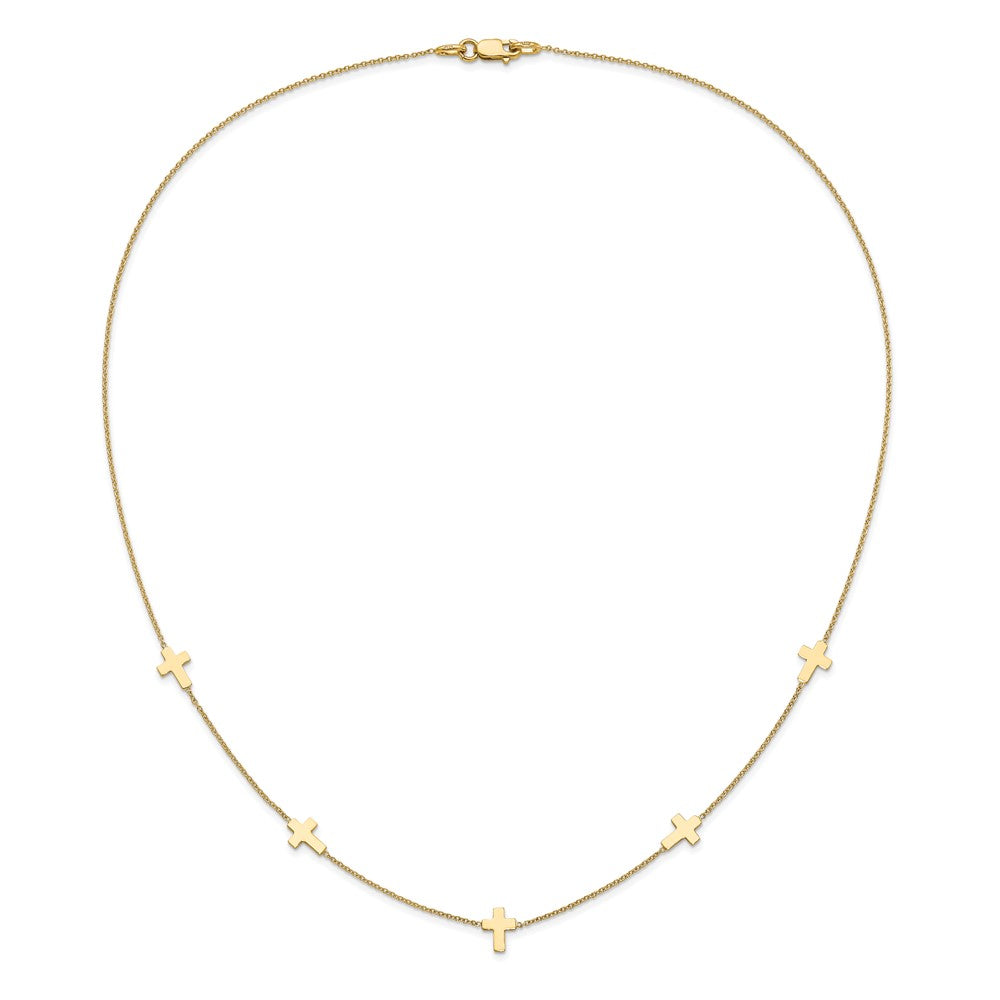 14K Yellow Gold Polished Cross Necklace