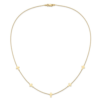 14K Yellow Gold Polished Cross Necklace