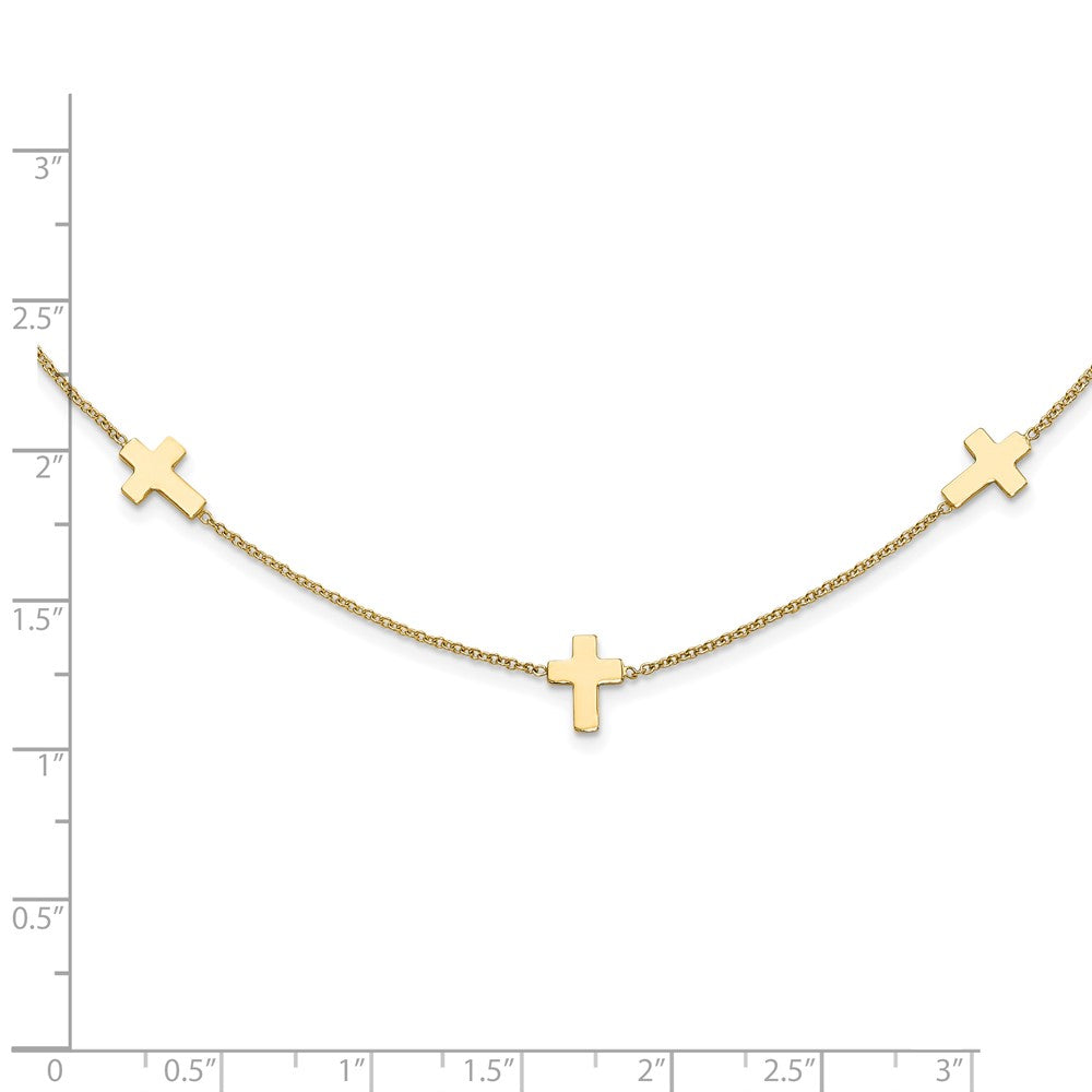 14K Yellow Gold Polished Cross Necklace