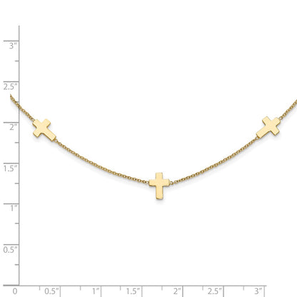 14K Yellow Gold Polished Cross Necklace