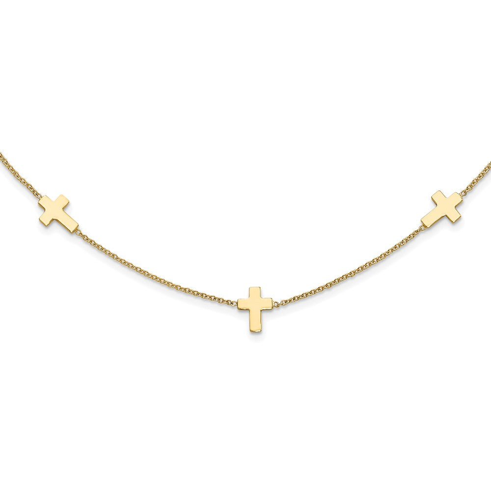 14K Yellow Gold Polished Cross Necklace