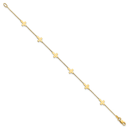 14K Yellow Gold Polished Cross Bracelet