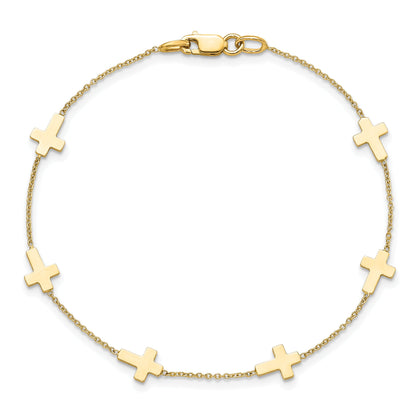 14K Yellow Gold Polished Cross Bracelet