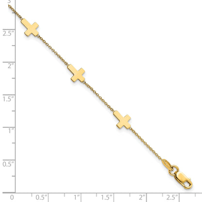 14K Yellow Gold Polished Cross Bracelet