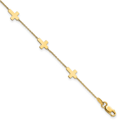 14K Yellow Gold Polished Cross Bracelet