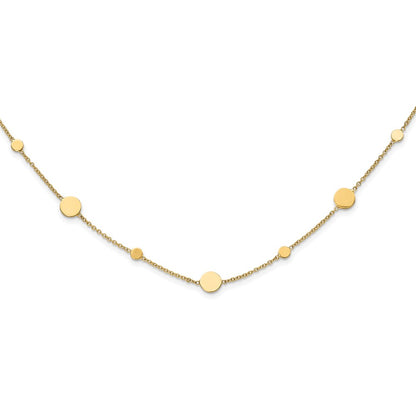 14K Yellow Gold Polished Disc Necklace