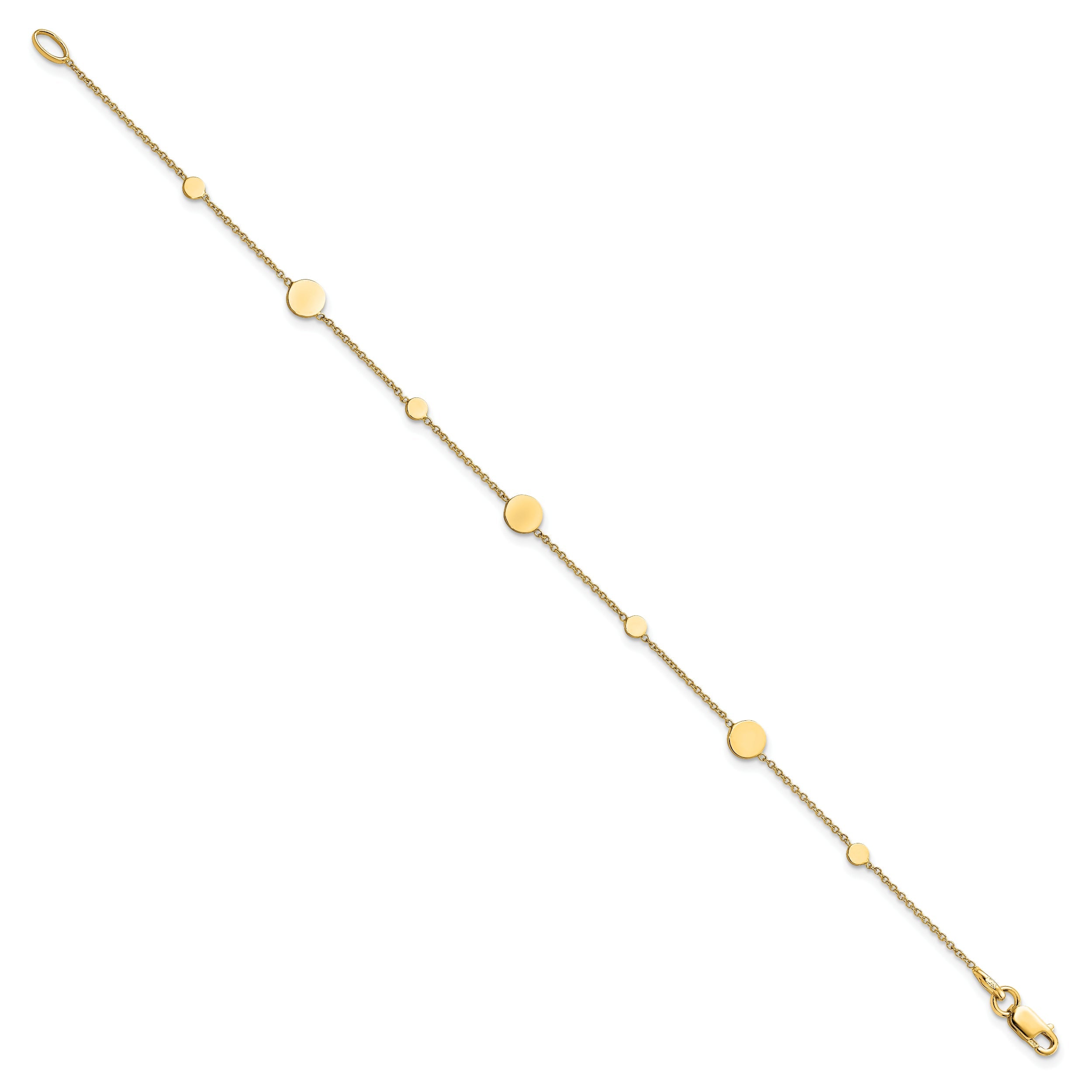 14K Yellow Gold Polished Disc Bracelet