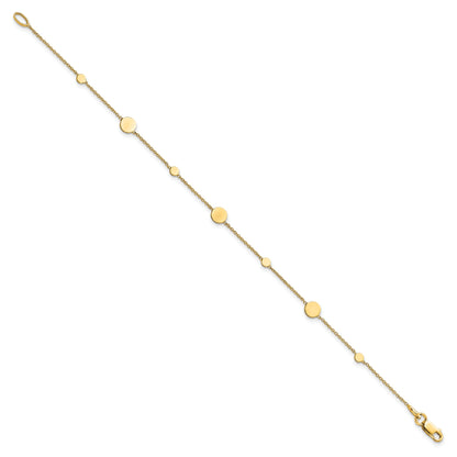 14K Yellow Gold Polished Disc Bracelet