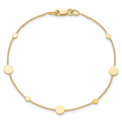 14K Yellow Gold Polished Disc Bracelet