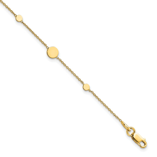 14K Yellow Gold Polished Disc Bracelet