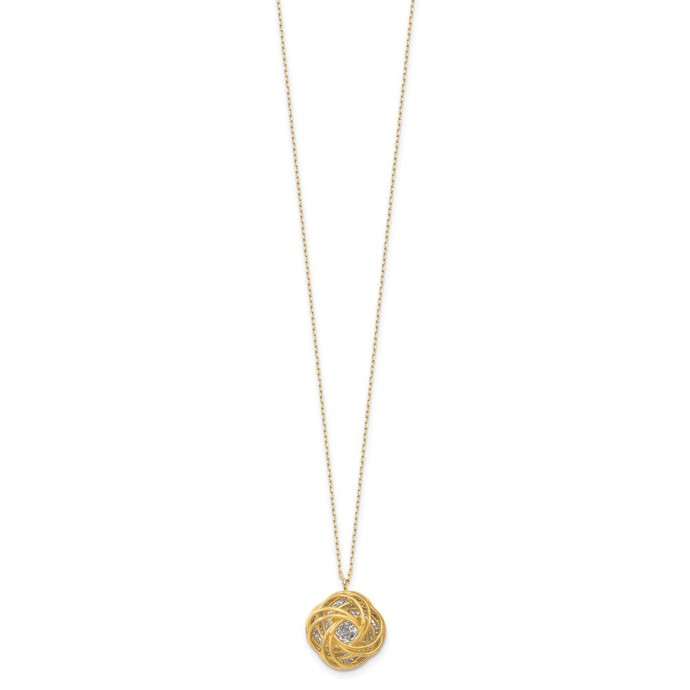 14K Two Tone Polished D/C Love Knot Necklace