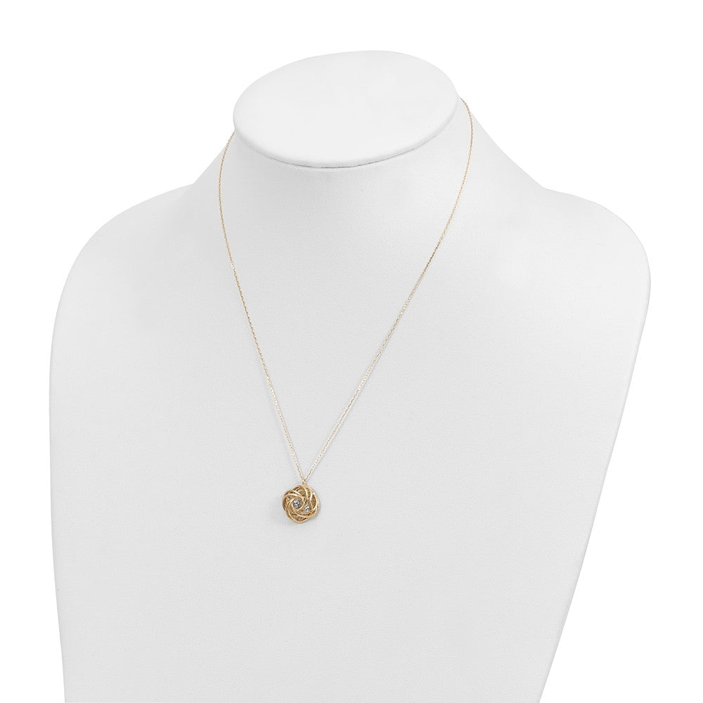 14K Two Tone Polished D/C Love Knot Necklace