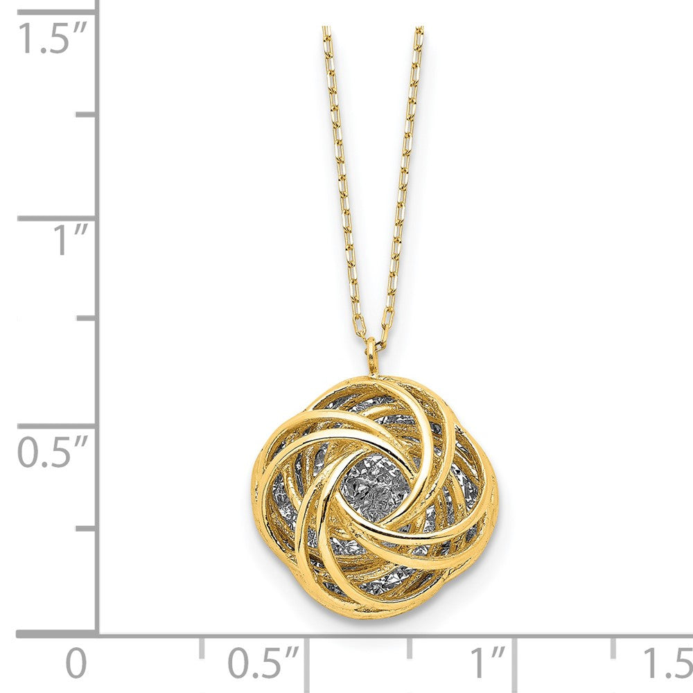 14K Two Tone Polished D/C Love Knot Necklace