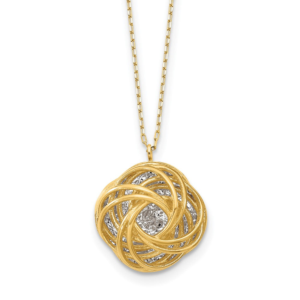 14K Two Tone Polished D/C Love Knot Necklace