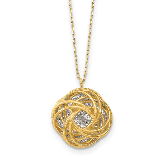 14K Two Tone Polished D/C Love Knot Necklace
