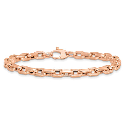 14K Rose Gold Polished And Textured Fancy Link Bracelet