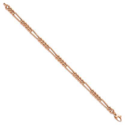 14K Rose Gold Polished Figaro Link Bracelet
