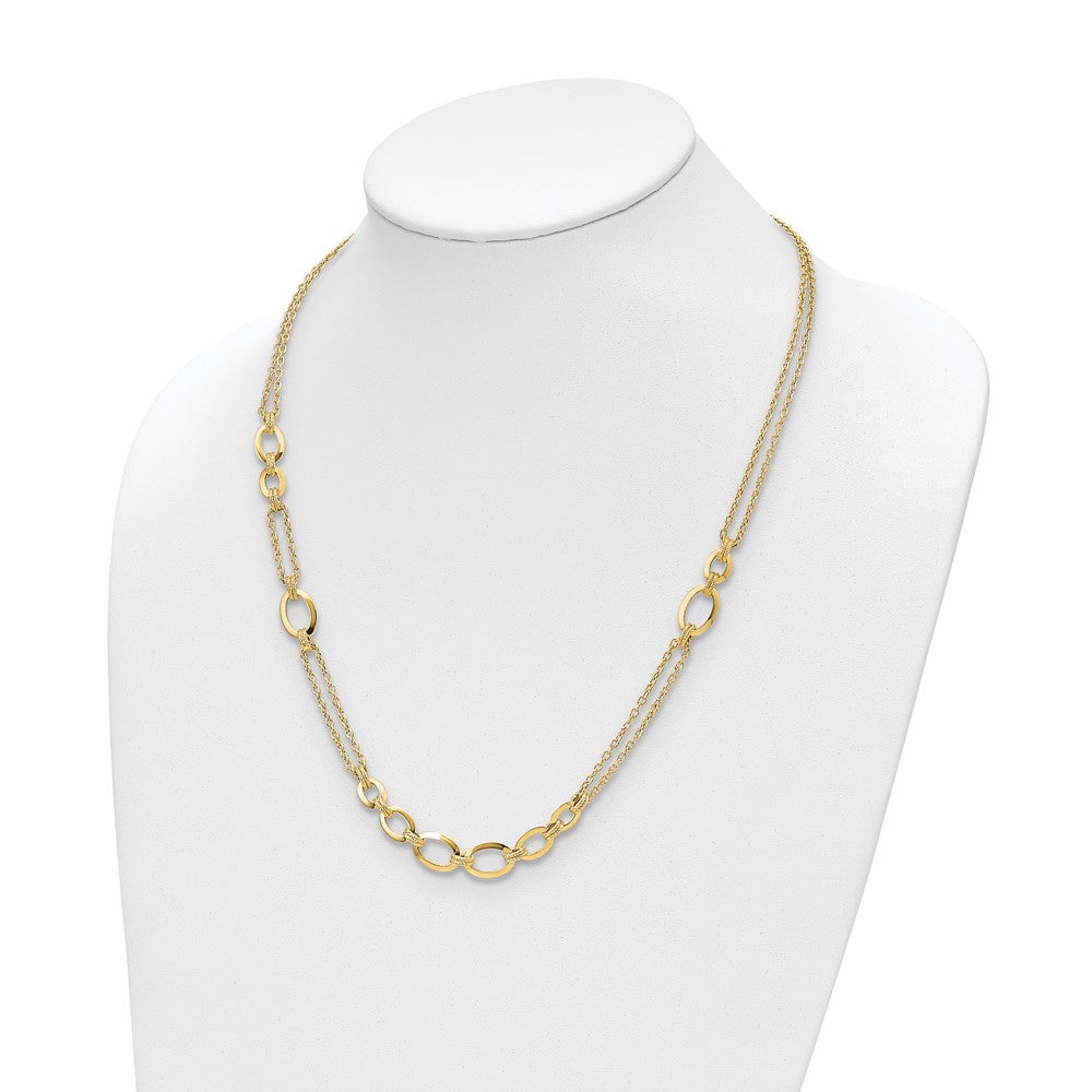 14K Yellow Gold Polished Fancy Double Stranded Link Necklace