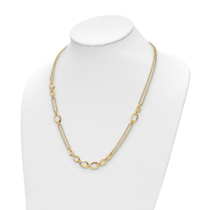 14K Yellow Gold Polished Fancy Double Stranded Link Necklace