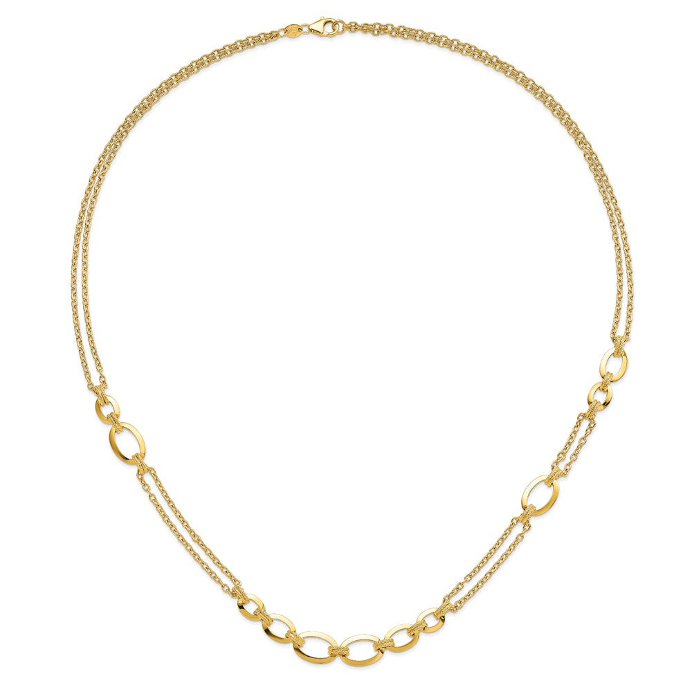 14K Yellow Gold Polished Fancy Double Stranded Link Necklace