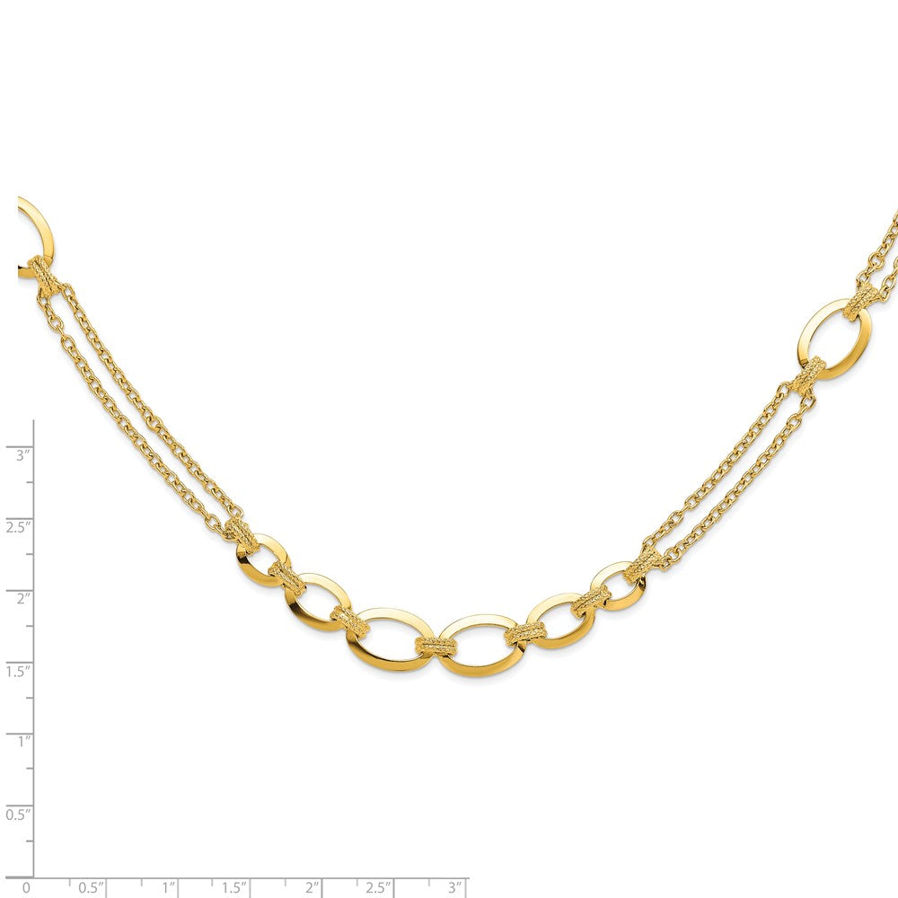 14K Yellow Gold Polished Fancy Double Stranded Link Necklace