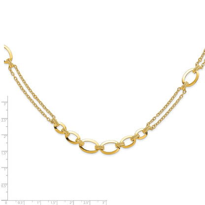 14K Yellow Gold Polished Fancy Double Stranded Link Necklace