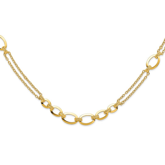 14K Yellow Gold Polished Fancy Double Stranded Link Necklace