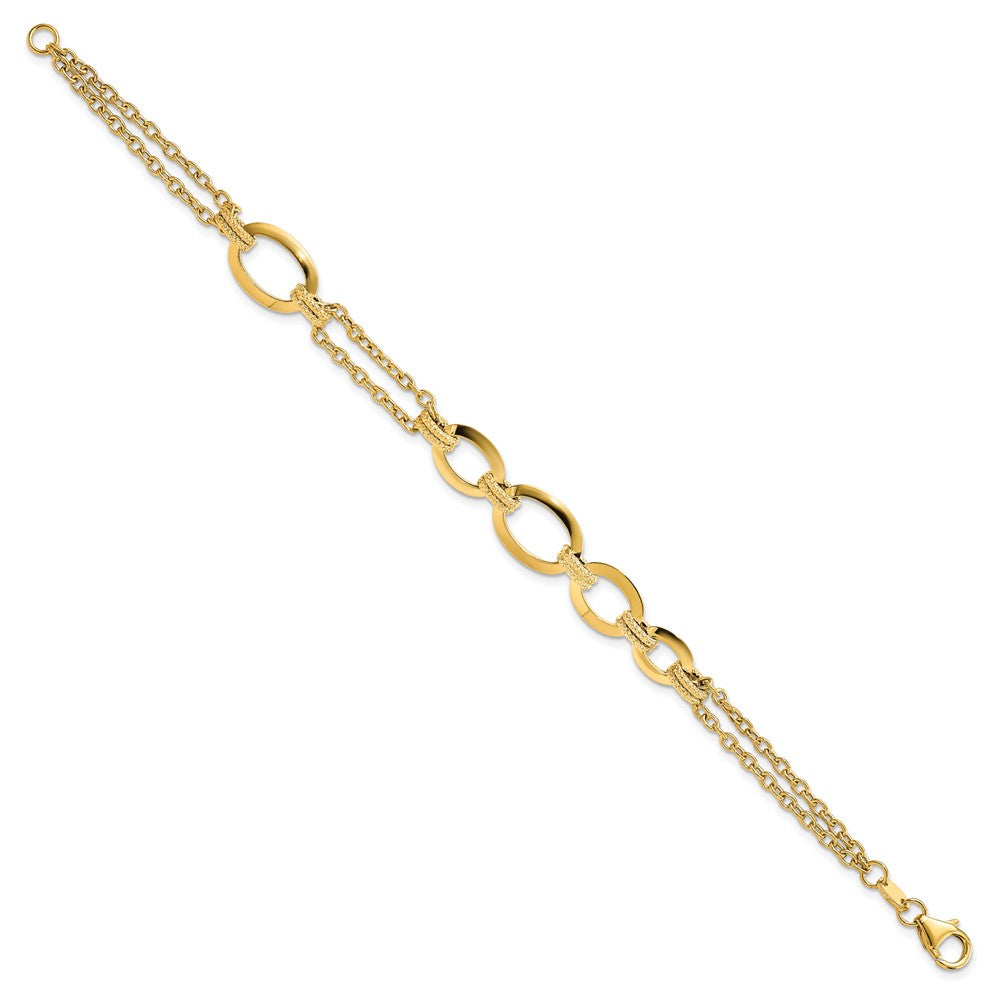 14K Yellow Gold Polished Fancy Double Stranded Link Bracelet