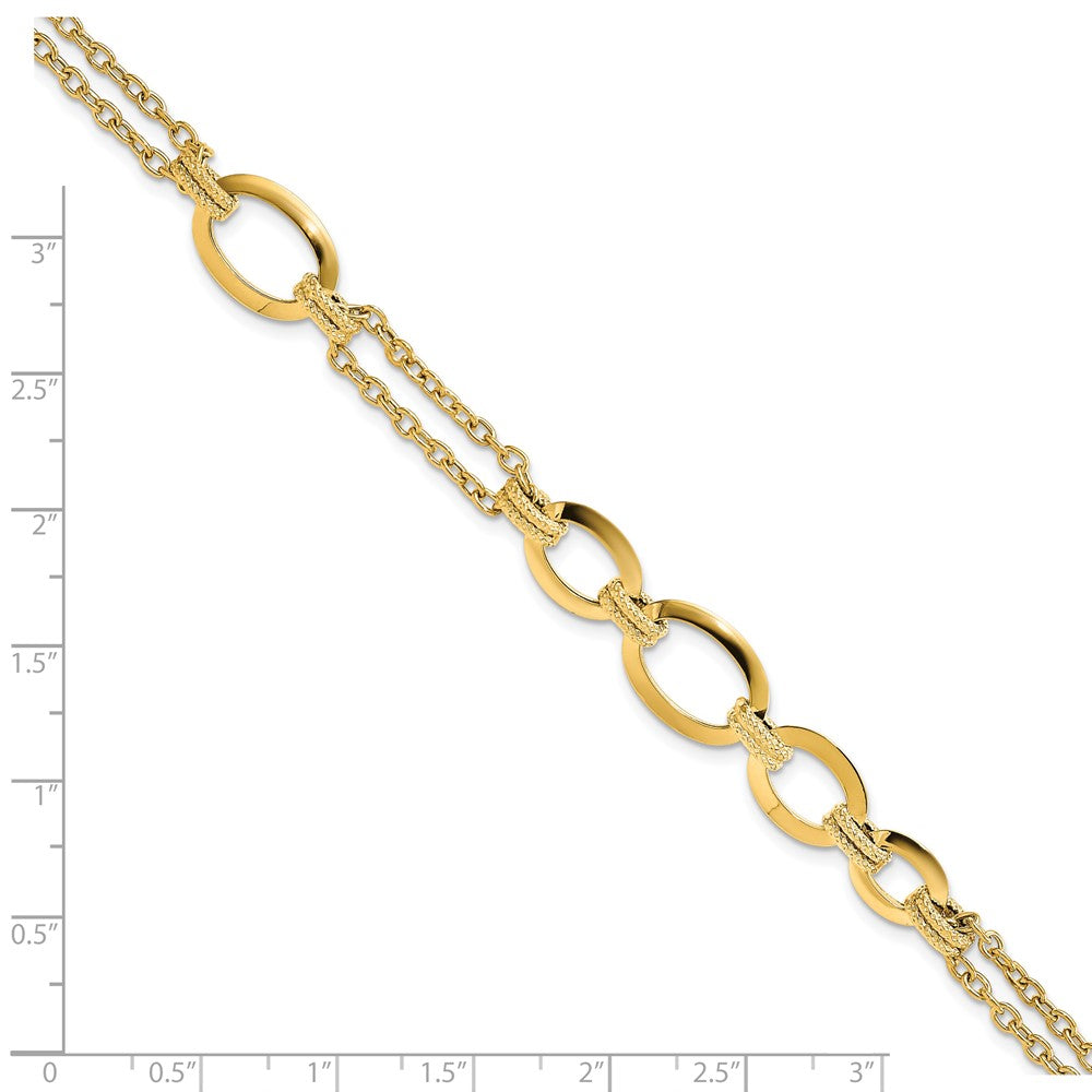 14K Yellow Gold Polished Fancy Double Stranded Link Bracelet