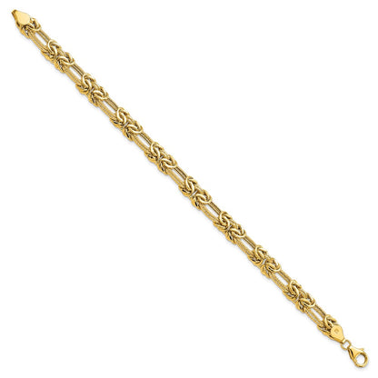 14K Yellow Gold Polished Textured Fancy Link Bracelet