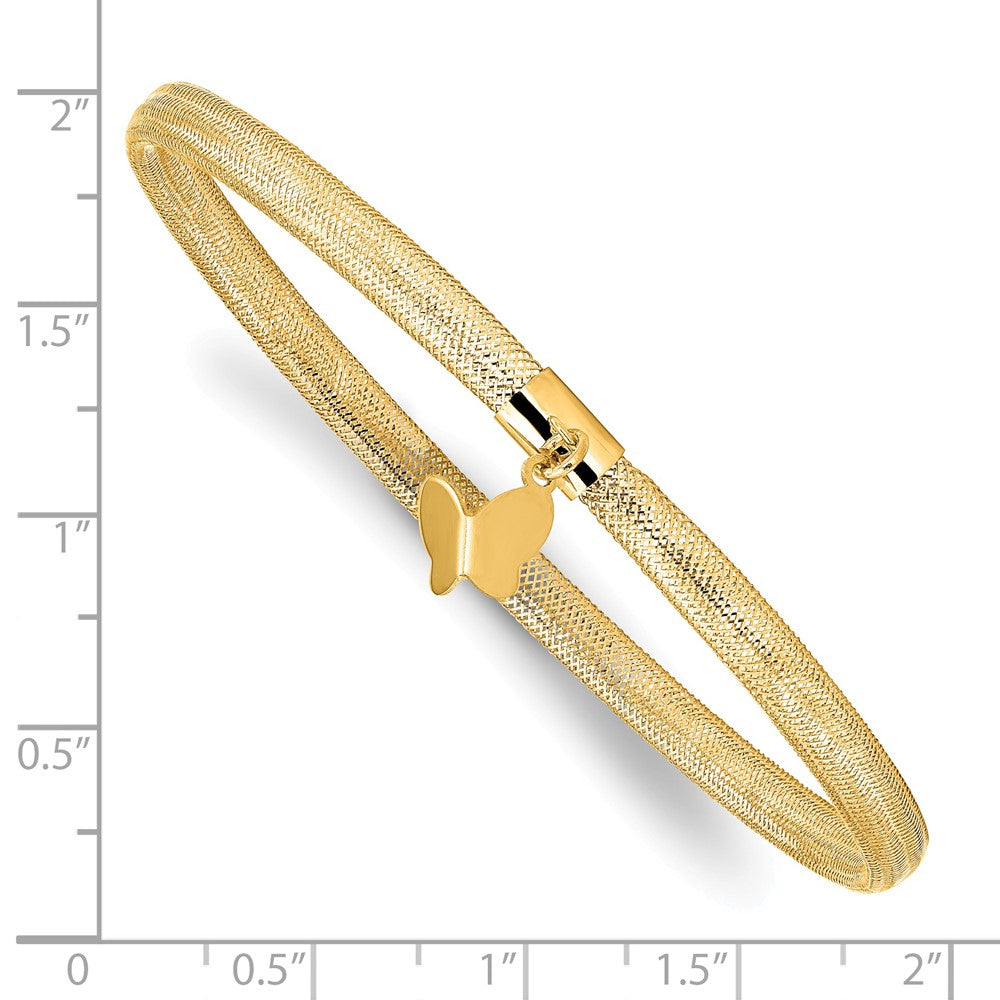 14K Yellow Gold Polished Butterfly Stretch Bracelet