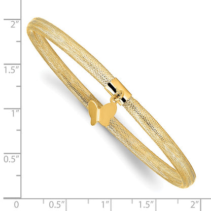 14K Yellow Gold Polished Butterfly Stretch Bracelet