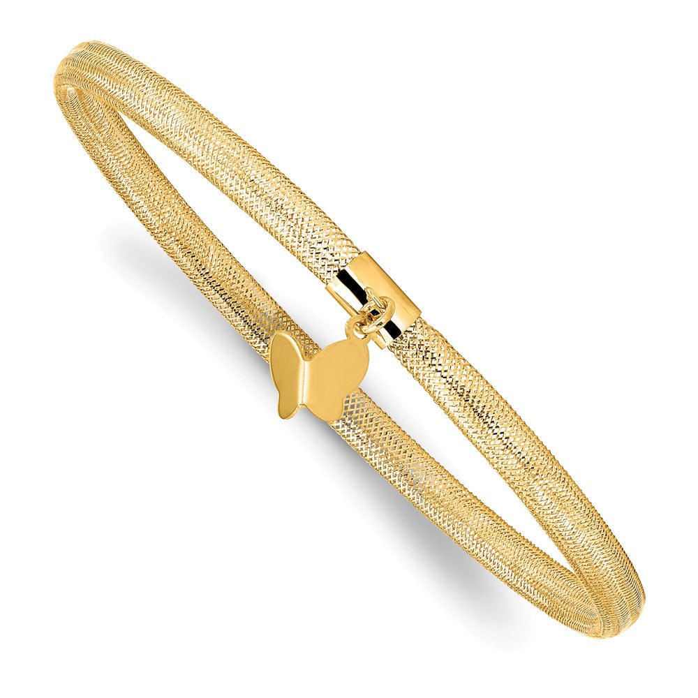 14K Yellow Gold Polished Butterfly Stretch Bracelet