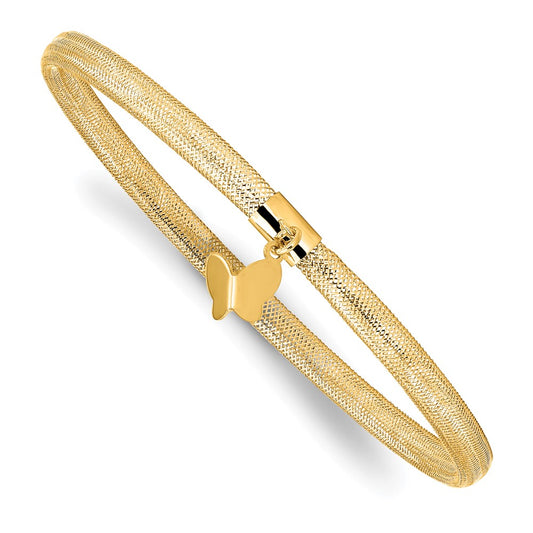 14K Yellow Gold Polished Butterfly Stretch Bracelet